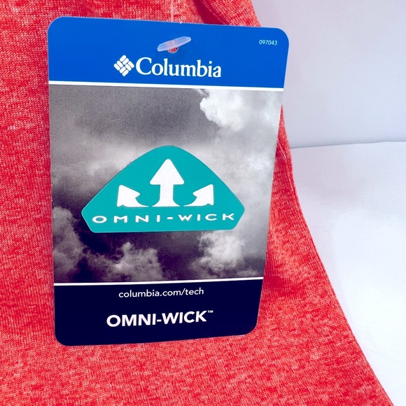 COLUMBIA RED SHORT SLEEVES T-SHIRT, SIZE MEDIUM, “OMNI-WICK” TECHNOLOGY - Picture 10 of 13